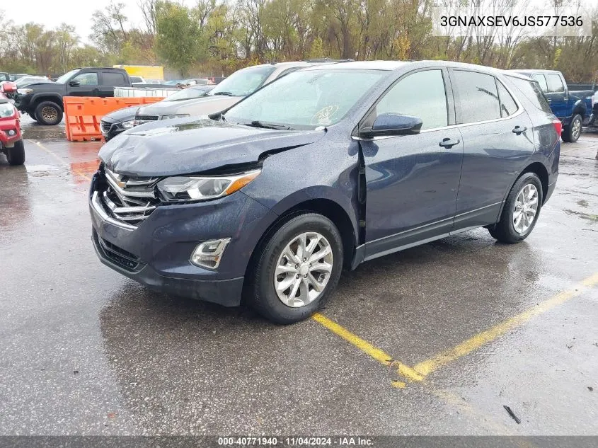 2018 Chevrolet Equinox Lt VIN: 3GNAXSEV6JS577536 Lot: 40771940