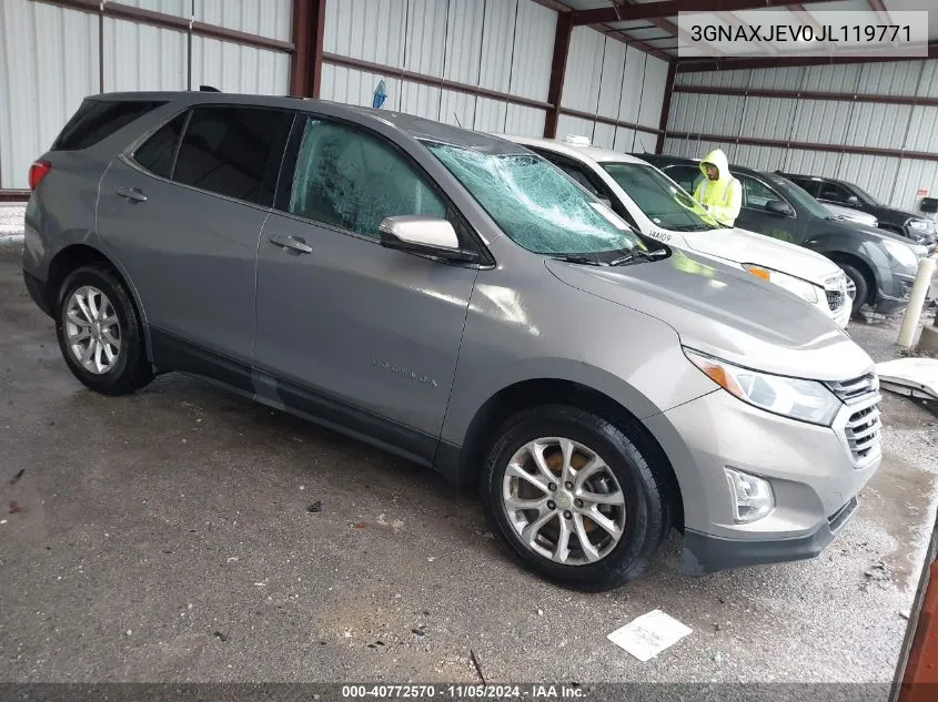 2018 Chevrolet Equinox Lt VIN: 3GNAXJEV0JL119771 Lot: 40772570