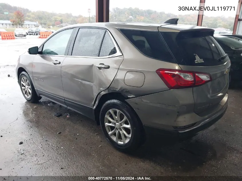 2018 Chevrolet Equinox Lt VIN: 3GNAXJEV0JL119771 Lot: 40772570