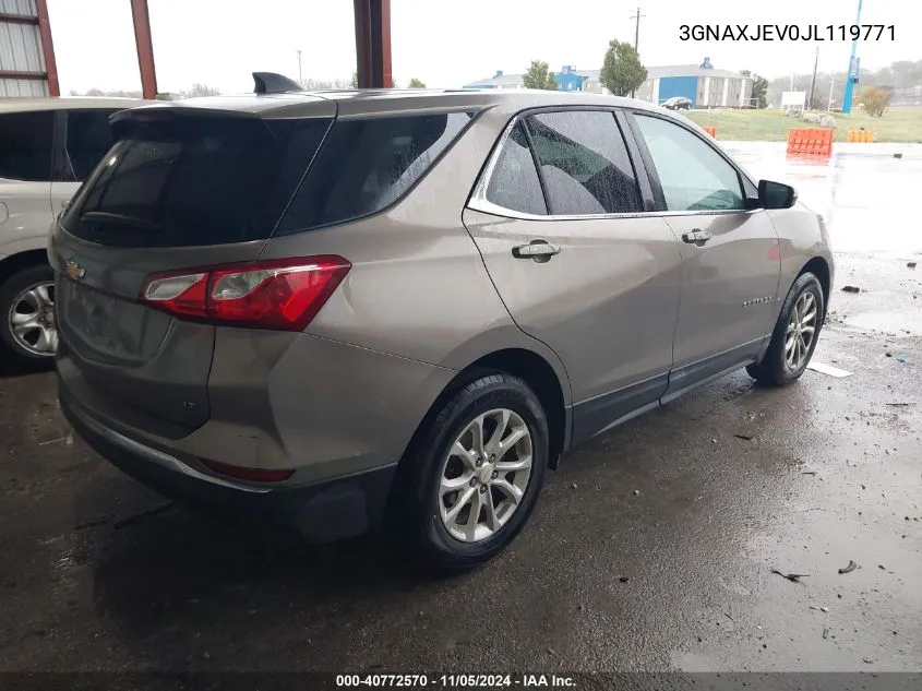 2018 Chevrolet Equinox Lt VIN: 3GNAXJEV0JL119771 Lot: 40772570