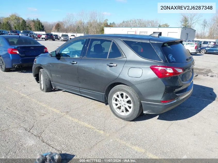 2018 Chevrolet Equinox Ls VIN: 2GNAXREV2J6287348 Lot: 40777532