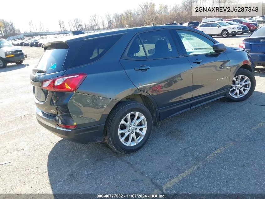 2018 Chevrolet Equinox Ls VIN: 2GNAXREV2J6287348 Lot: 40777532