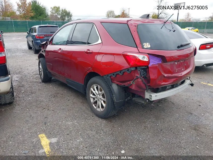 2018 Chevrolet Equinox Lt VIN: 2GNAXSEV1J6275005 Lot: 40781380