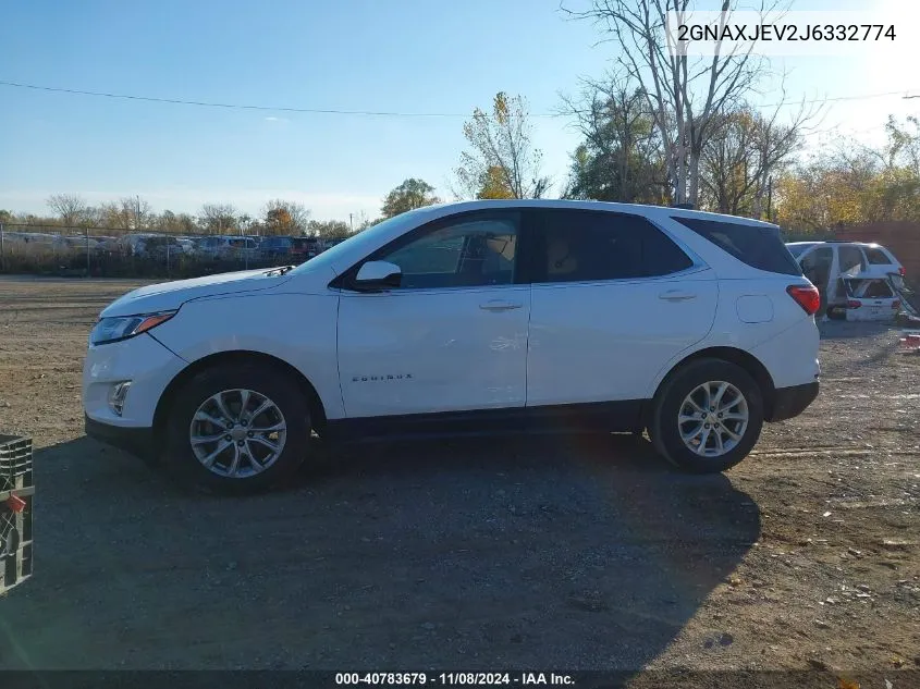 2018 Chevrolet Equinox Lt VIN: 2GNAXJEV2J6332774 Lot: 40783679