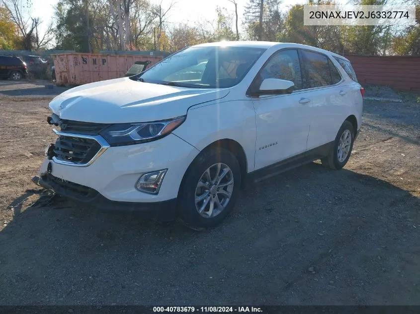 2018 Chevrolet Equinox Lt VIN: 2GNAXJEV2J6332774 Lot: 40783679