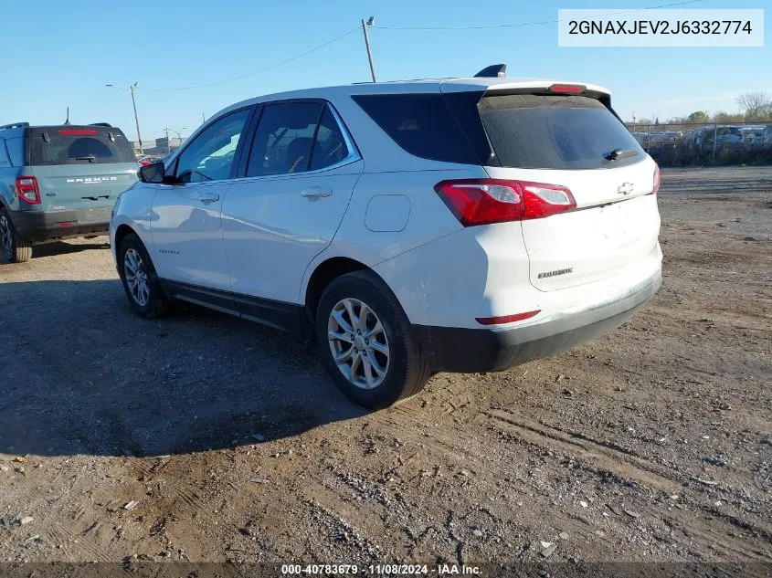 2018 Chevrolet Equinox Lt VIN: 2GNAXJEV2J6332774 Lot: 40783679