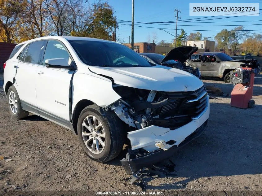 2018 Chevrolet Equinox Lt VIN: 2GNAXJEV2J6332774 Lot: 40783679