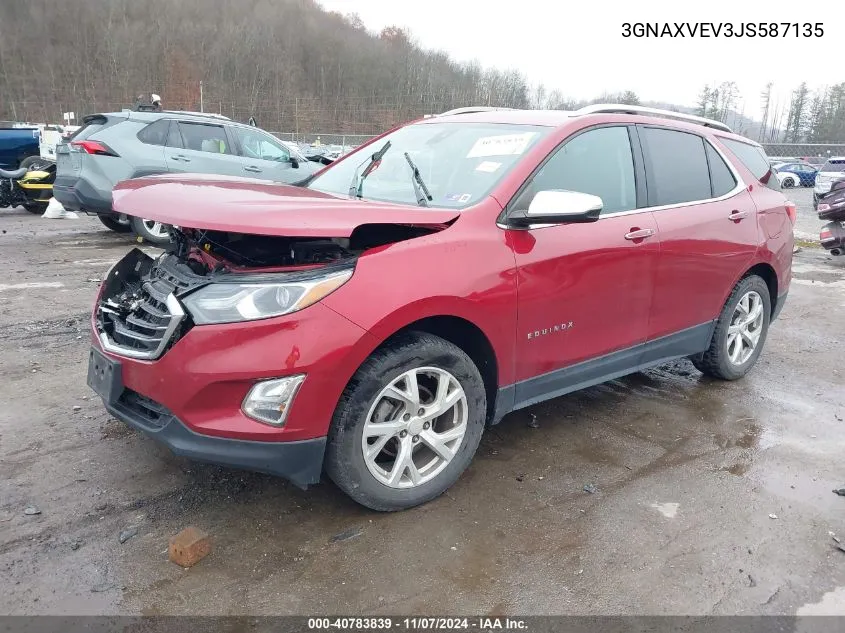 2018 Chevrolet Equinox Premier VIN: 3GNAXVEV3JS587135 Lot: 40783839