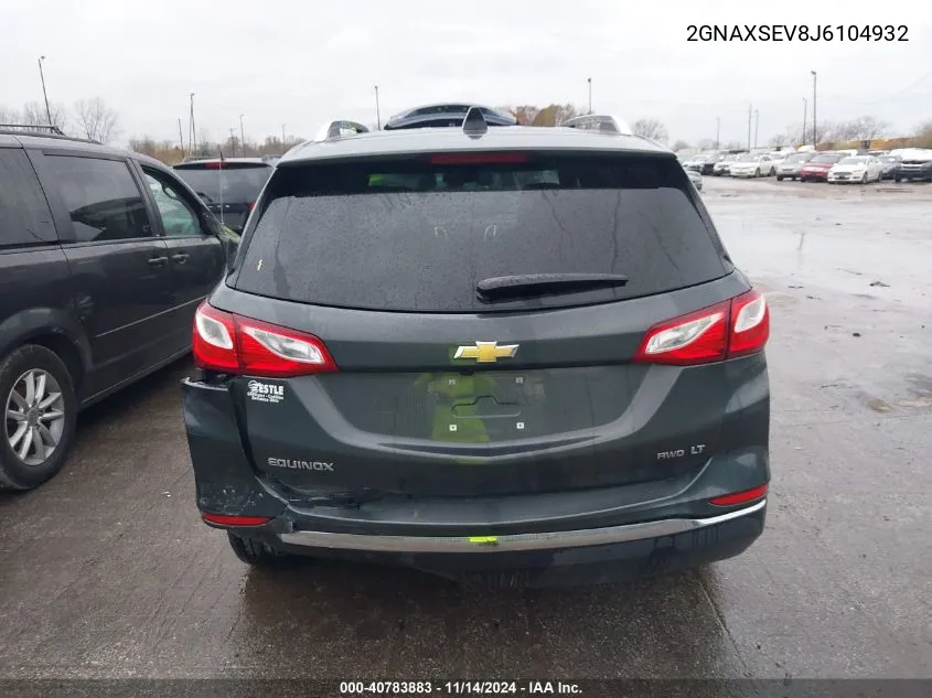 2018 Chevrolet Equinox Lt VIN: 2GNAXSEV8J6104932 Lot: 40783883