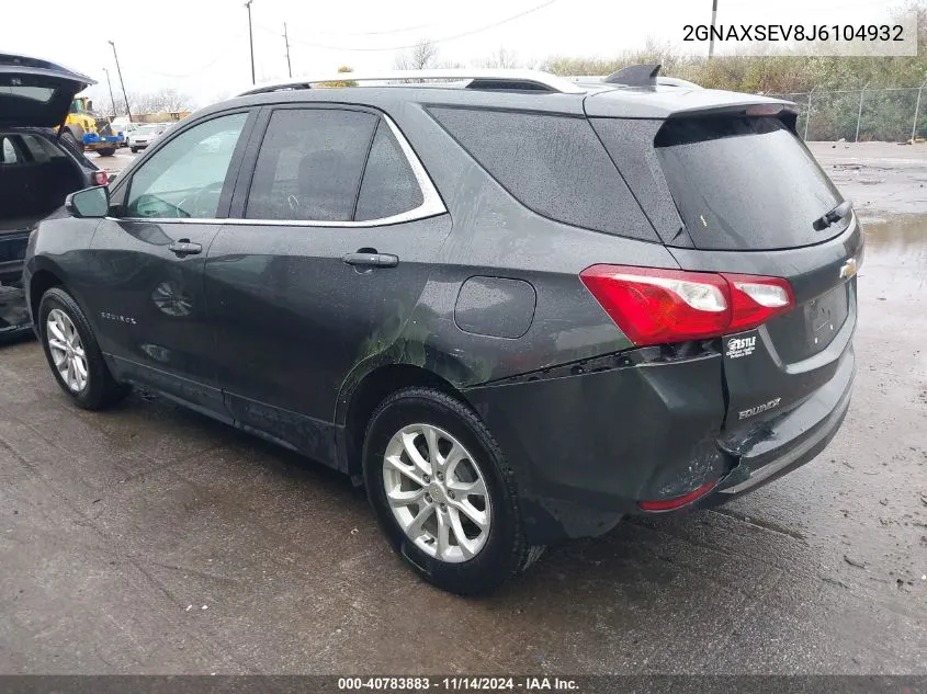 2018 Chevrolet Equinox Lt VIN: 2GNAXSEV8J6104932 Lot: 40783883