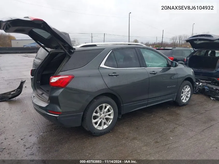 2018 Chevrolet Equinox Lt VIN: 2GNAXSEV8J6104932 Lot: 40783883