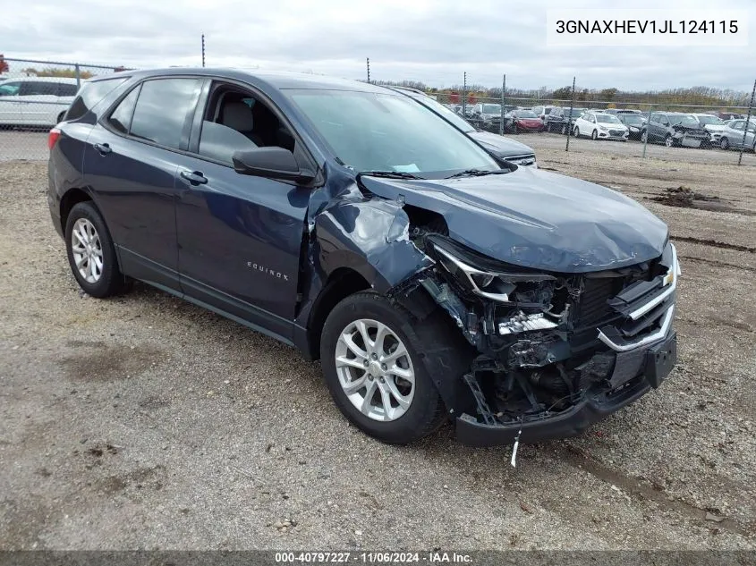 2018 Chevrolet Equinox Ls VIN: 3GNAXHEV1JL124115 Lot: 40797227