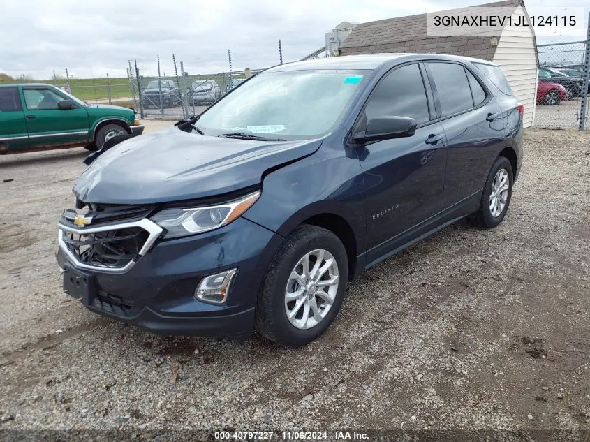 2018 Chevrolet Equinox Ls VIN: 3GNAXHEV1JL124115 Lot: 40797227