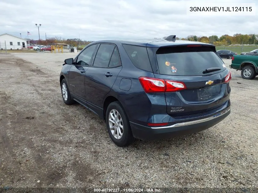 2018 Chevrolet Equinox Ls VIN: 3GNAXHEV1JL124115 Lot: 40797227