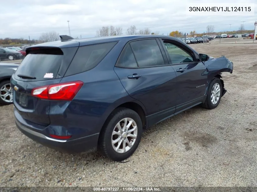 2018 Chevrolet Equinox Ls VIN: 3GNAXHEV1JL124115 Lot: 40797227