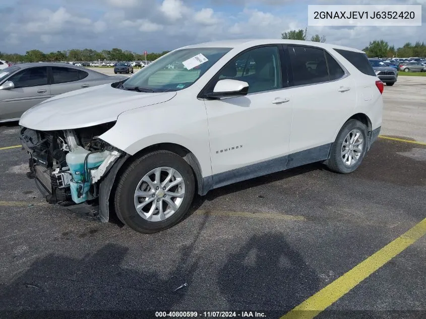 2018 Chevrolet Equinox Lt VIN: 2GNAXJEV1J6352420 Lot: 40800599