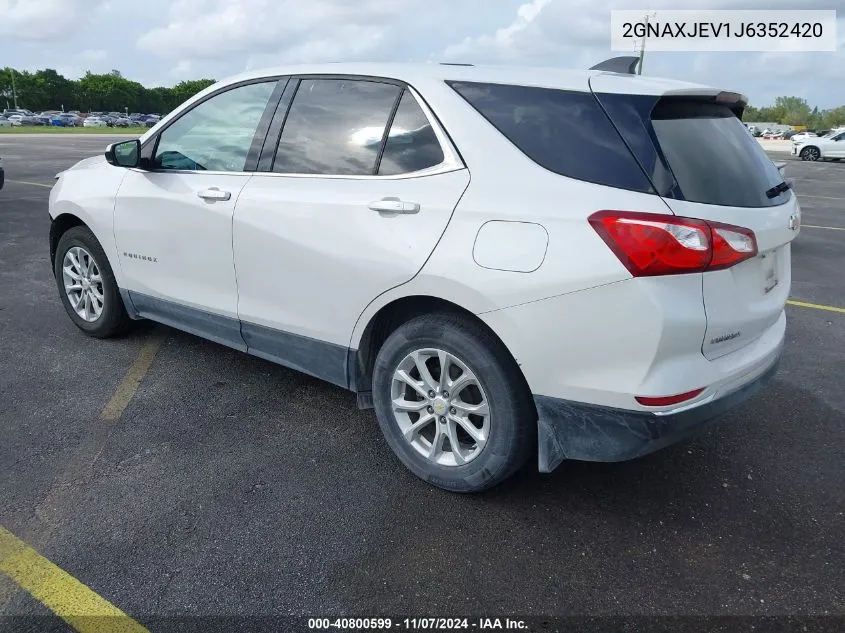 2018 Chevrolet Equinox Lt VIN: 2GNAXJEV1J6352420 Lot: 40800599