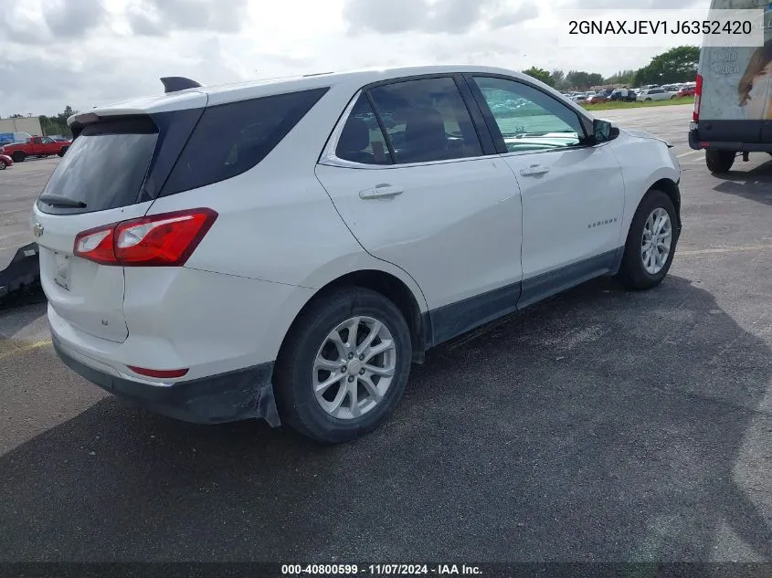 2018 Chevrolet Equinox Lt VIN: 2GNAXJEV1J6352420 Lot: 40800599