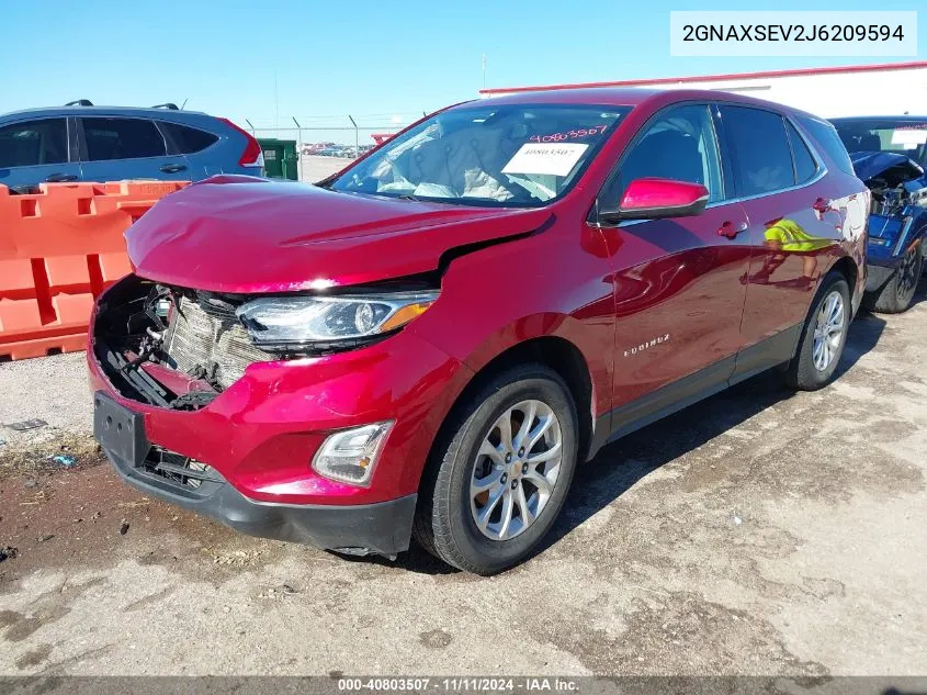 2018 Chevrolet Equinox Lt VIN: 2GNAXSEV2J6209594 Lot: 40803507