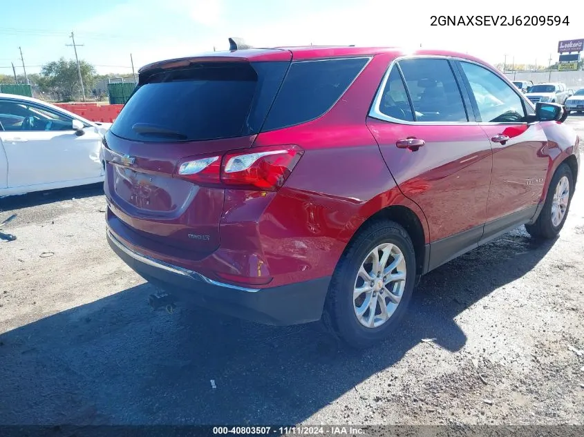 2018 Chevrolet Equinox Lt VIN: 2GNAXSEV2J6209594 Lot: 40803507