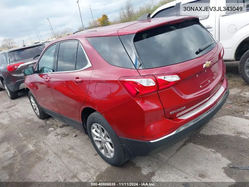 2018 Chevrolet Equinox Lt VIN: 3GNAXJEV3JL343049 Lot: 40806838