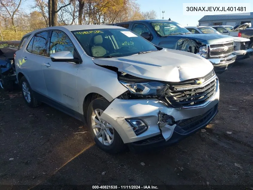 2018 Chevrolet Equinox Lt VIN: 3GNAXJEVXJL401481 Lot: 40821535