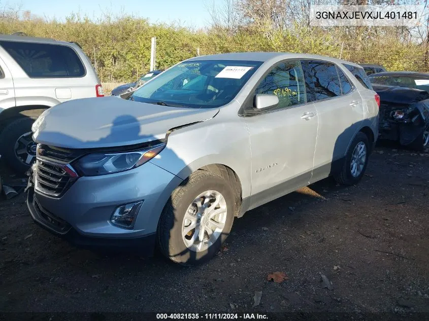 2018 Chevrolet Equinox Lt VIN: 3GNAXJEVXJL401481 Lot: 40821535