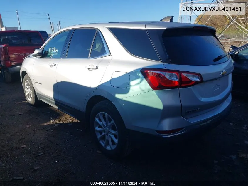 2018 Chevrolet Equinox Lt VIN: 3GNAXJEVXJL401481 Lot: 40821535