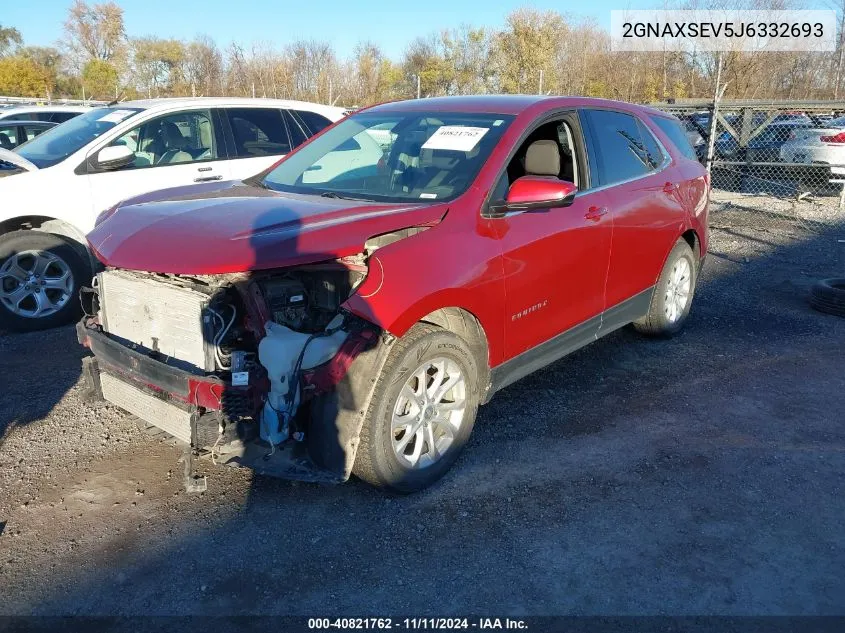 2018 Chevrolet Equinox Lt VIN: 2GNAXSEV5J6332693 Lot: 40821762