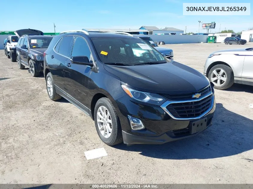 2018 Chevrolet Equinox Lt VIN: 3GNAXJEV8JL265349 Lot: 40829606