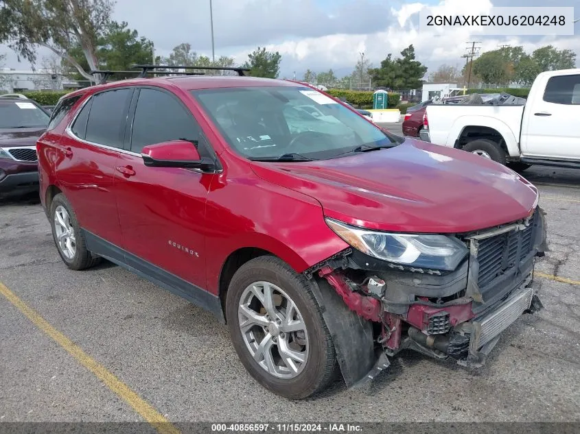 2018 Chevrolet Equinox Lt VIN: 2GNAXKEX0J6204248 Lot: 40856597