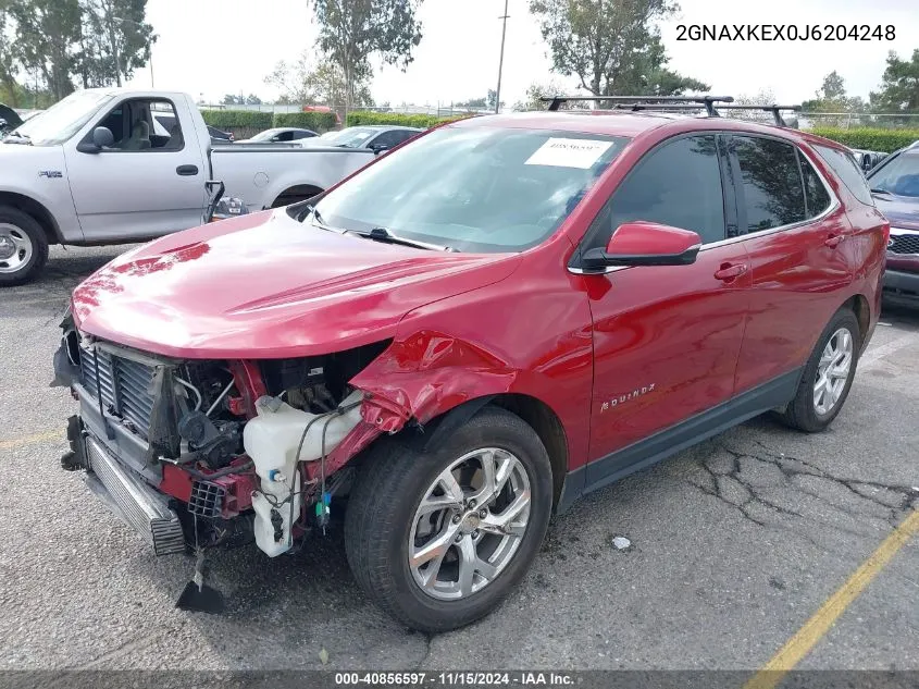 2018 Chevrolet Equinox Lt VIN: 2GNAXKEX0J6204248 Lot: 40856597