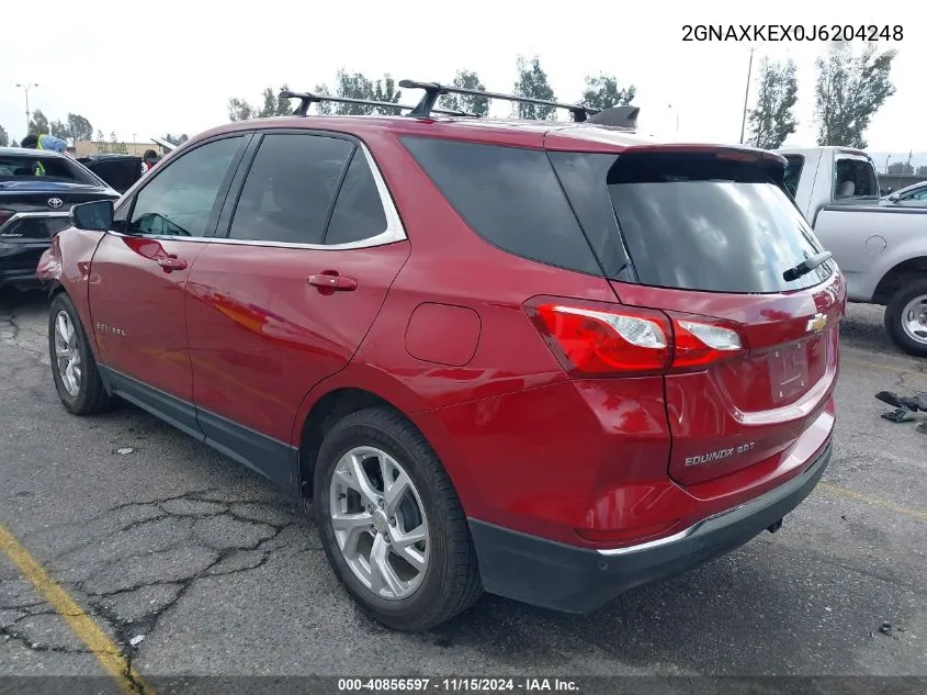 2018 Chevrolet Equinox Lt VIN: 2GNAXKEX0J6204248 Lot: 40856597