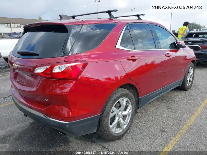 2018 Chevrolet Equinox Lt VIN: 2GNAXKEX0J6204248 Lot: 40856597