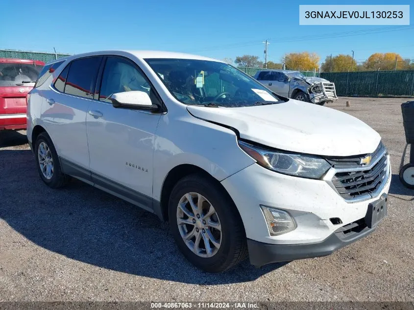 2018 Chevrolet Equinox Lt VIN: 3GNAXJEV0JL130253 Lot: 40867063