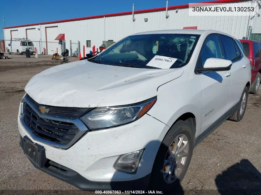 2018 Chevrolet Equinox Lt VIN: 3GNAXJEV0JL130253 Lot: 40867063