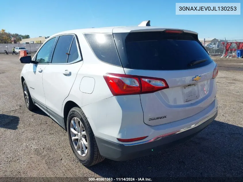 2018 Chevrolet Equinox Lt VIN: 3GNAXJEV0JL130253 Lot: 40867063