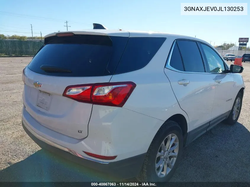 2018 Chevrolet Equinox Lt VIN: 3GNAXJEV0JL130253 Lot: 40867063