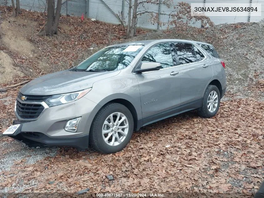 2018 Chevrolet Equinox Lt VIN: 3GNAXJEV8JS634894 Lot: 40877587