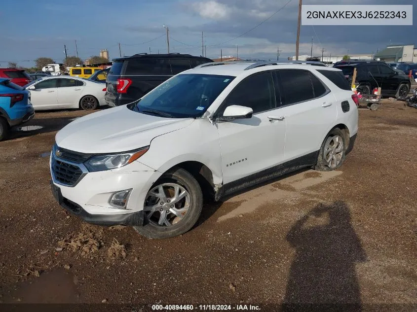 2018 Chevrolet Equinox Lt VIN: 2GNAXKEX3J6252343 Lot: 40894460