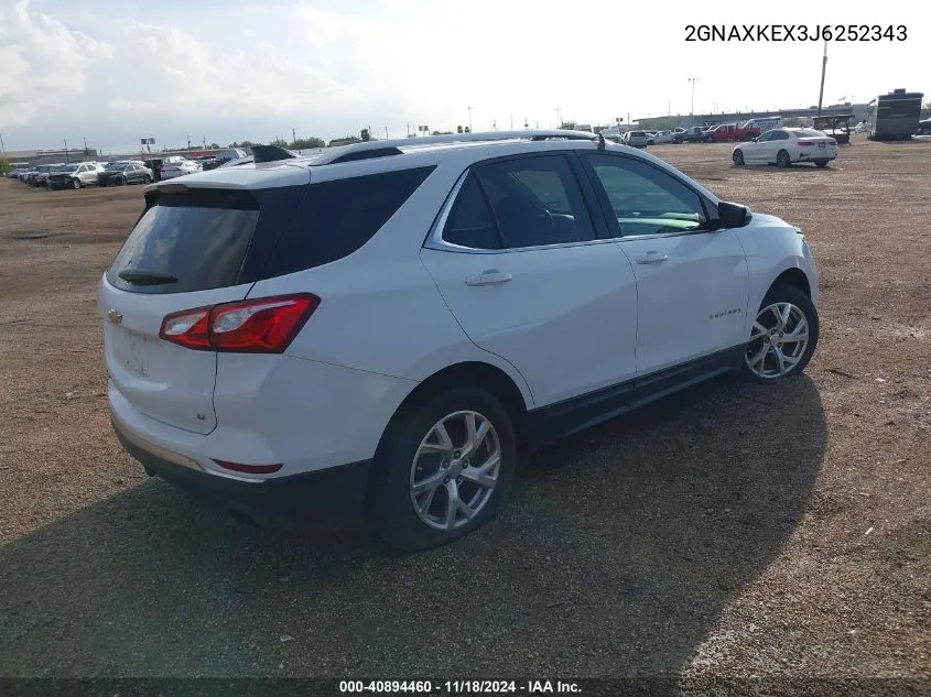 2018 Chevrolet Equinox Lt VIN: 2GNAXKEX3J6252343 Lot: 40894460