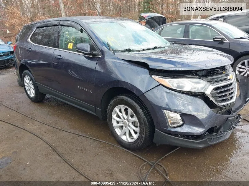 2018 Chevrolet Equinox Lt VIN: 3GNAXSEV5JL388094 Lot: 40905429