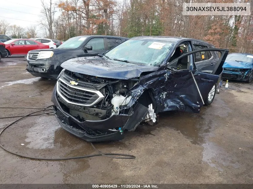 2018 Chevrolet Equinox Lt VIN: 3GNAXSEV5JL388094 Lot: 40905429