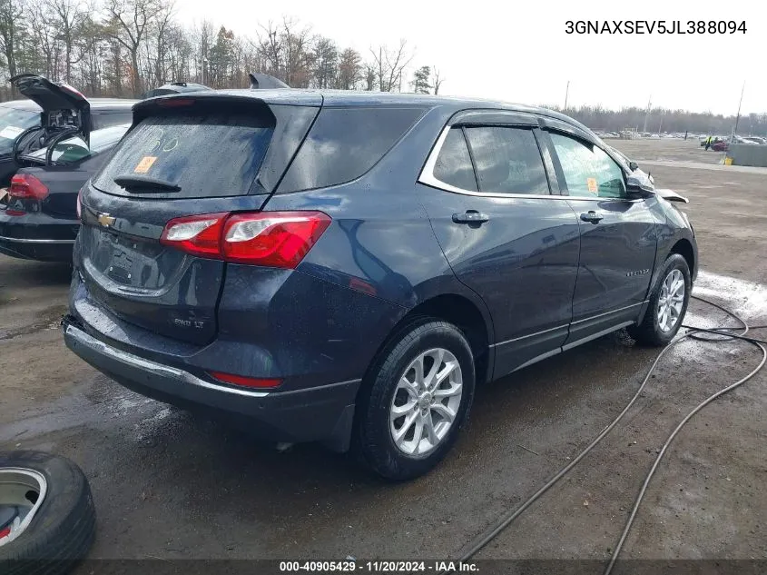 2018 Chevrolet Equinox Lt VIN: 3GNAXSEV5JL388094 Lot: 40905429