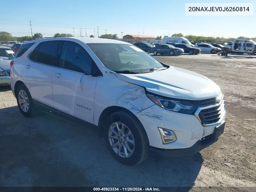 2018 Chevrolet Equinox Lt VIN: 2GNAXJEV0J6260814 Lot: 40923334