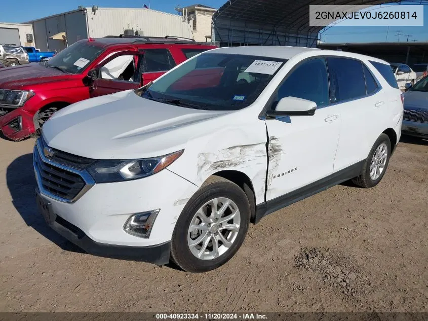 2018 Chevrolet Equinox Lt VIN: 2GNAXJEV0J6260814 Lot: 40923334