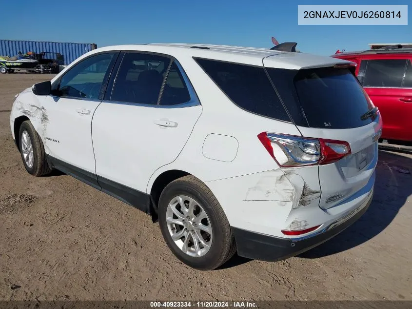 2018 Chevrolet Equinox Lt VIN: 2GNAXJEV0J6260814 Lot: 40923334