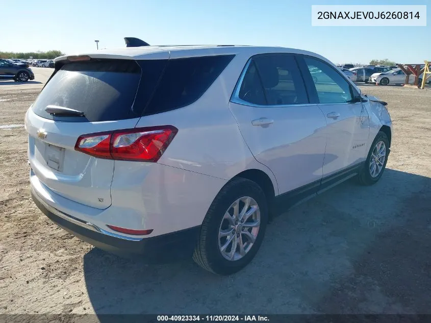 2018 Chevrolet Equinox Lt VIN: 2GNAXJEV0J6260814 Lot: 40923334