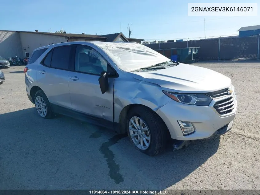 2019 Chevrolet Equinox VIN: 2GNAXSEV3K6146071 Lot: 11914064