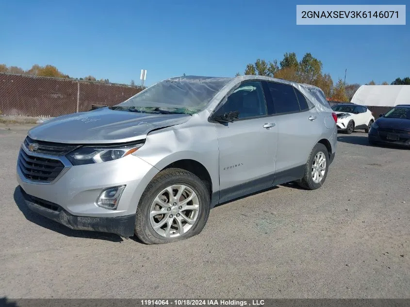 2019 Chevrolet Equinox VIN: 2GNAXSEV3K6146071 Lot: 11914064